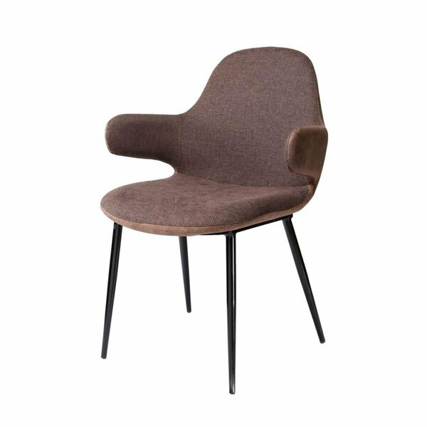 Homeroots 33 in. Stylish Fabric & Faux Leather Accent Chair, Brown 473845
